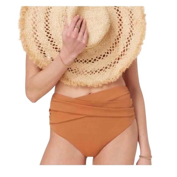 Andie NWT Women’s Barbados High Rise Bikini Bottom Chestnut Orange Extra Small - Picture 12 of 12